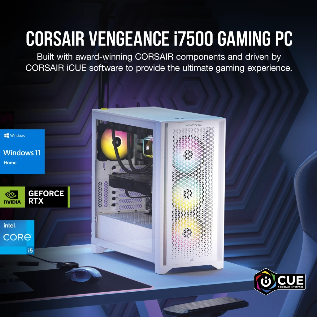 VENGEANCE i7500 Gaming PC: Intel Core i5-14600KF, NVIDIA RTX 4070 Super, 32GB DDR5 6000MT/s Memory, 1TB NVMe SSD VENGEANCE i7500 Gaming PC: Intel Core i5-14600KF, NVIDIA RTX 4070 Super, 32GB DDR5 6000MT/s Memory, 1TB NVMe SSD