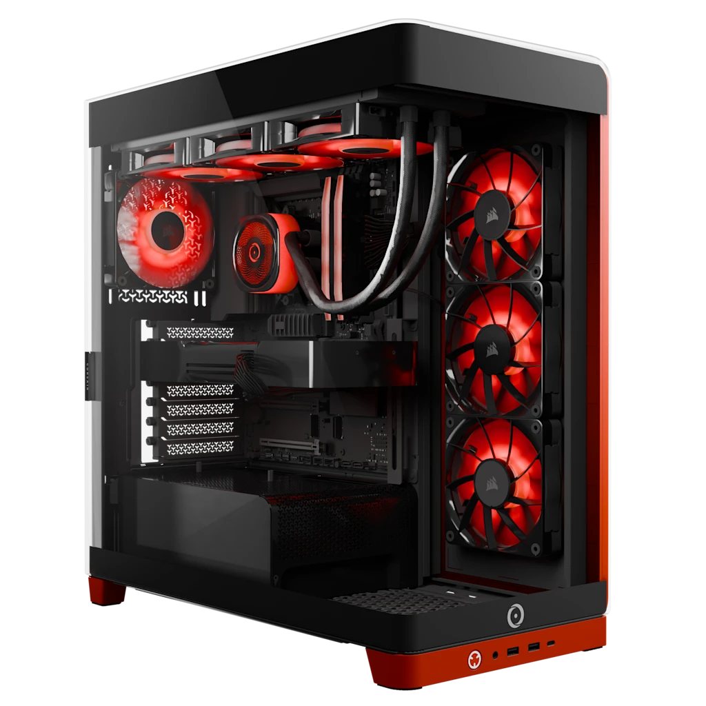 NEURON Gaming PC - Red/Black: AMD Ryzen 7 9800X3D, GeForce RTX 5080, 32GB DDR5, 2TB M.2
