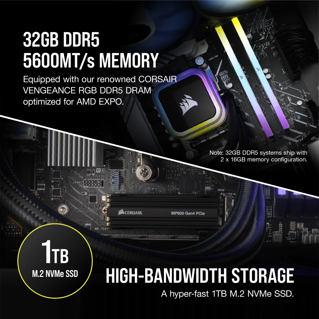VENGEANCE a7300 Gaming PC, R7 7700X, RTX 4070 Ti, 1TB M.2