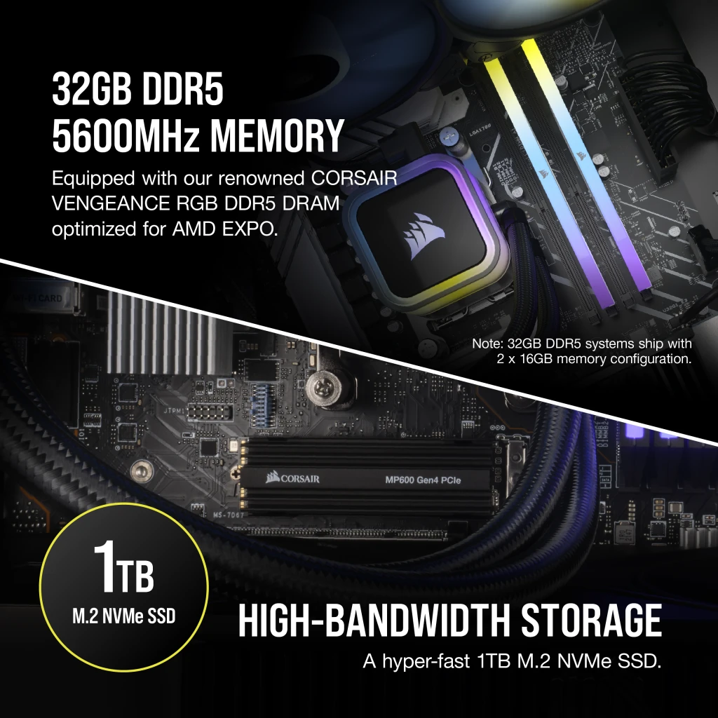CORSAIR メモリ ＋ Ryzen 7 7700x CPU VENGEANCE a7300 Gaming PC: AMD Ryzen 7 7700X, NVIDIA RTX
