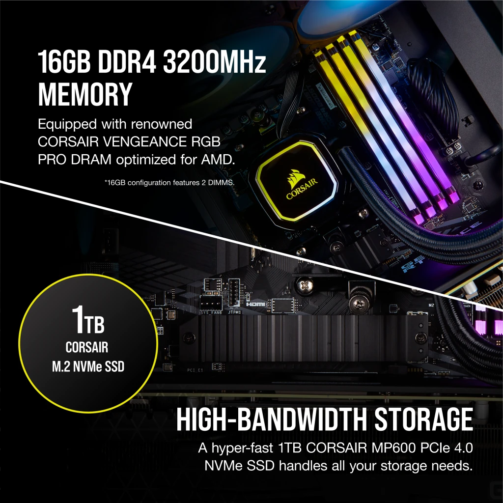 VENGEANCE a7200 Gaming PC, R7 5800X, RTX 3070, 1TB 16GB DDR4-3200