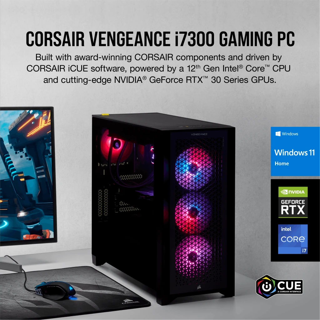 VENGEANCE i7300 Gaming PC, i7-12700K, RTX 3070, 1TB M.2