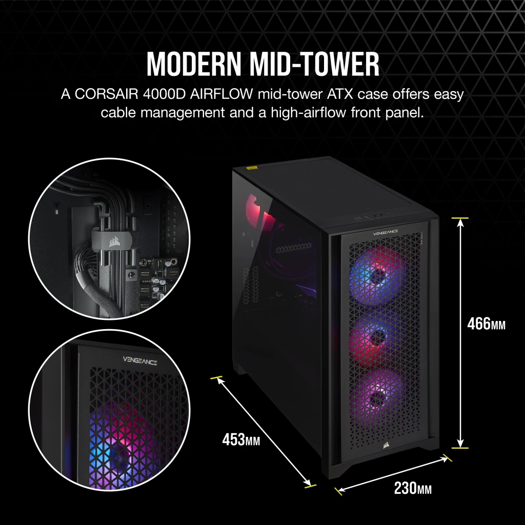 VENGEANCE i7400 Gaming PC, i7-13700K, RTX 4080, 2TB M.2, 32GB DDR5