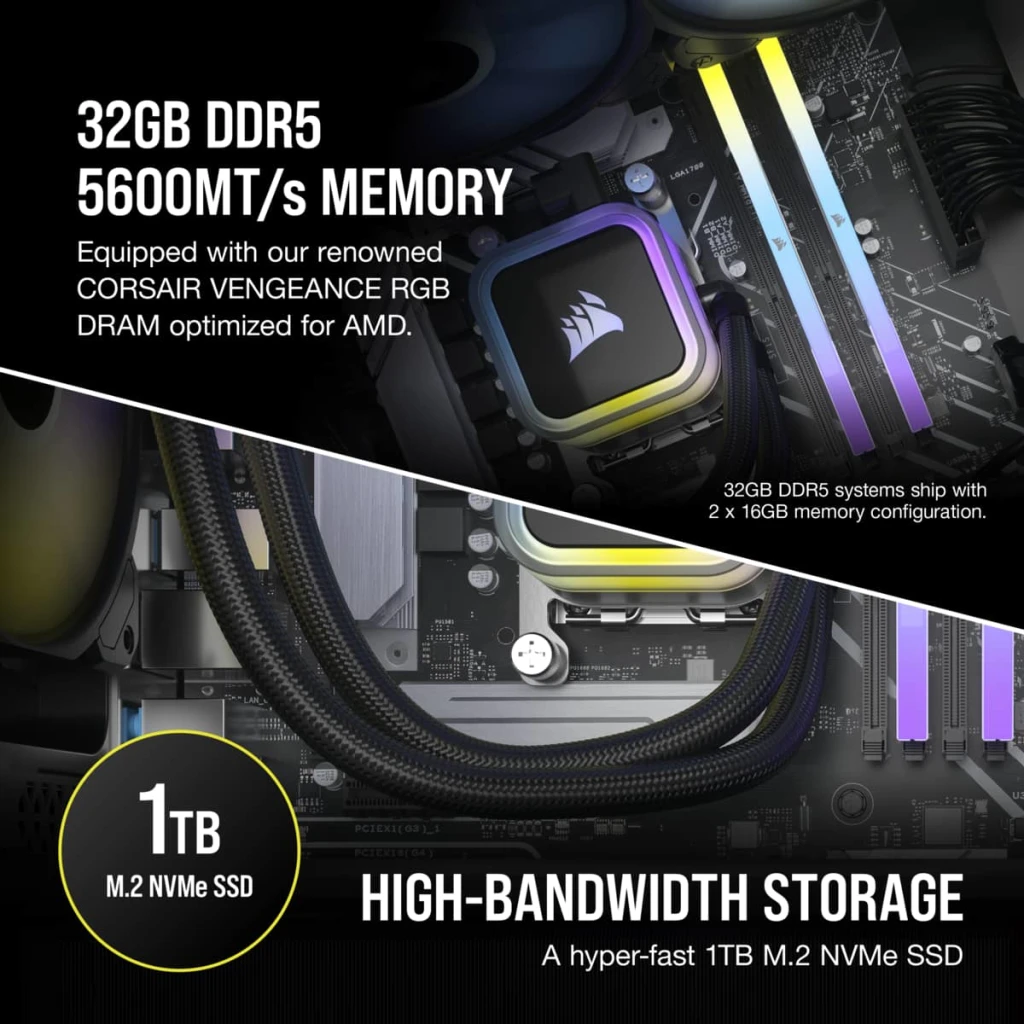 VENGEANCE a7300 Gaming PC, R9 7900X, RX 7900 XTX, 1TB M.2, 32GB