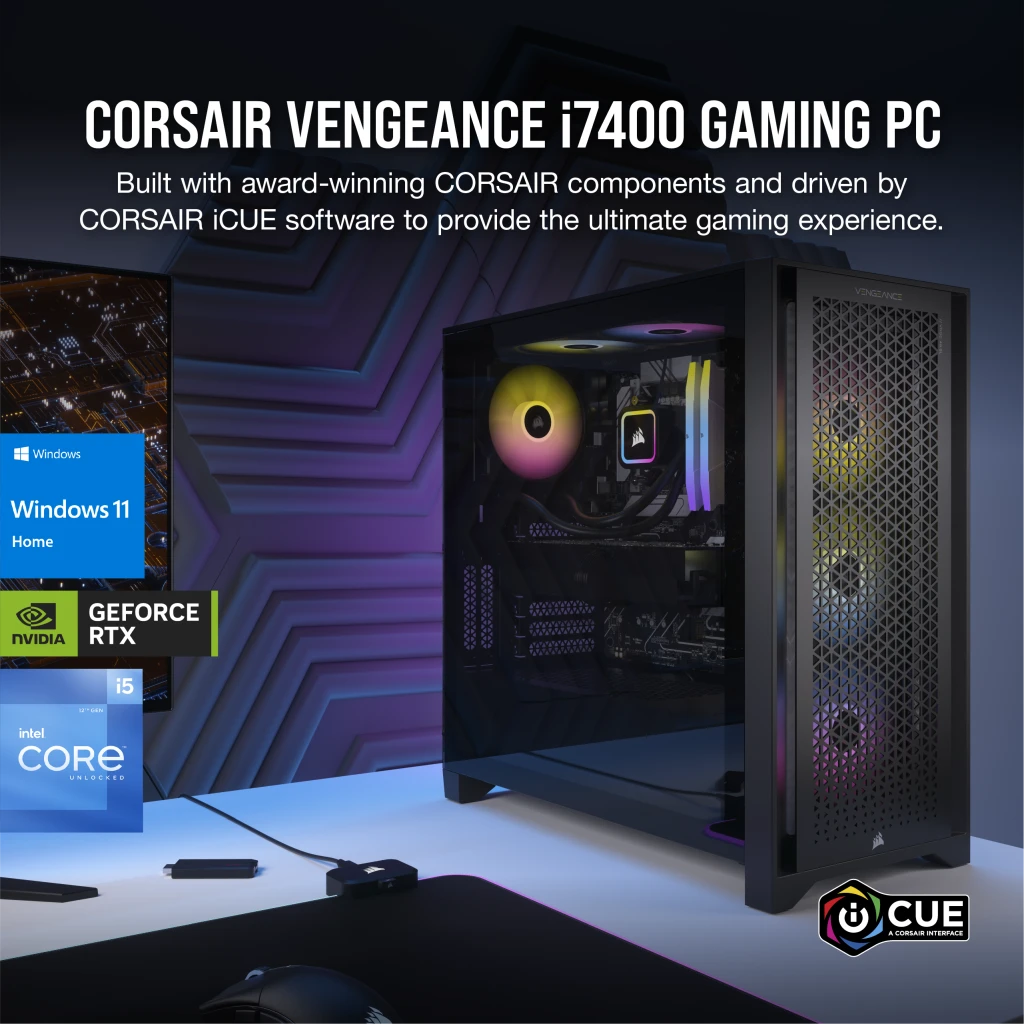 CORSAIR – PC Gamer iCUE AMD 4060 White – MSI GeForce RTX 4060 8Go