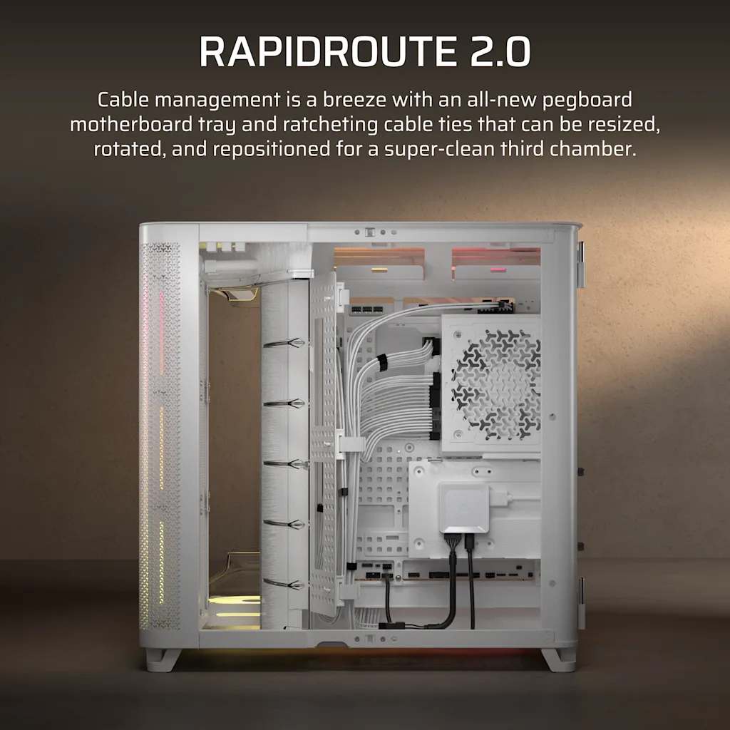 AIR 5400 LX-R RGB iCUE LINK Triple Chamber Mid-Tower PC Case - White