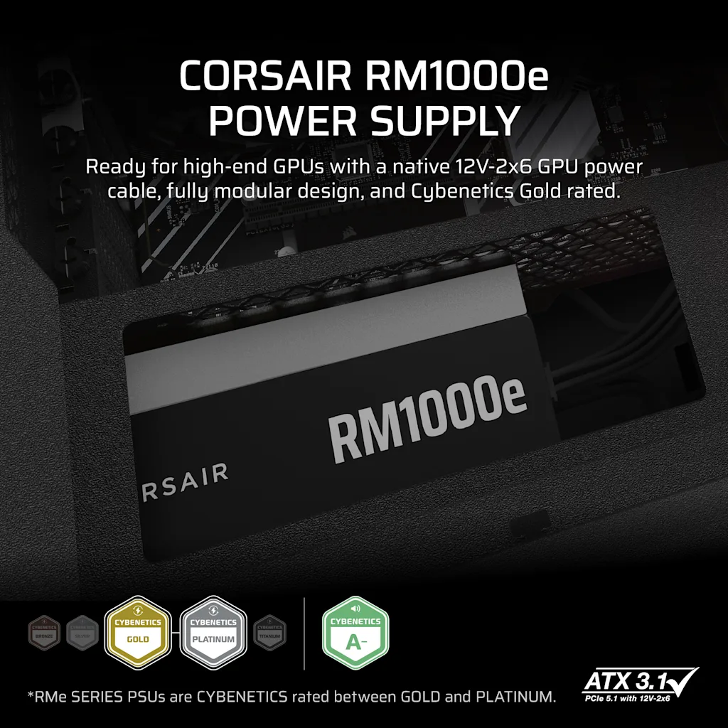 商品画像：RMe Series RM1000e Fully Modular Low-Noise ATX Power Supply 4
