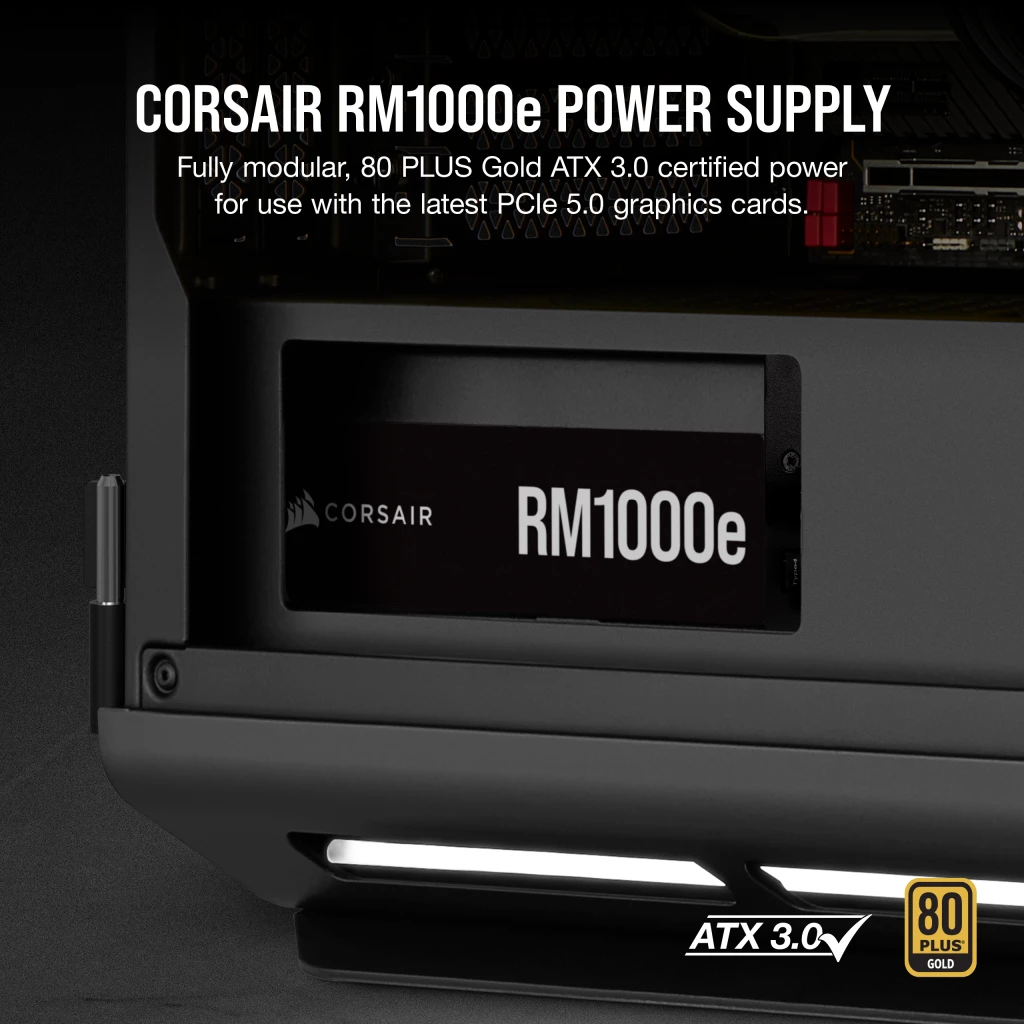 CORSAIR RM1000e Fully Modular Low-Noise ATX Power Supply + CORSAIR 12+4pin  PCIe Gen 5 Type-4 600W 12VHPWR Cable