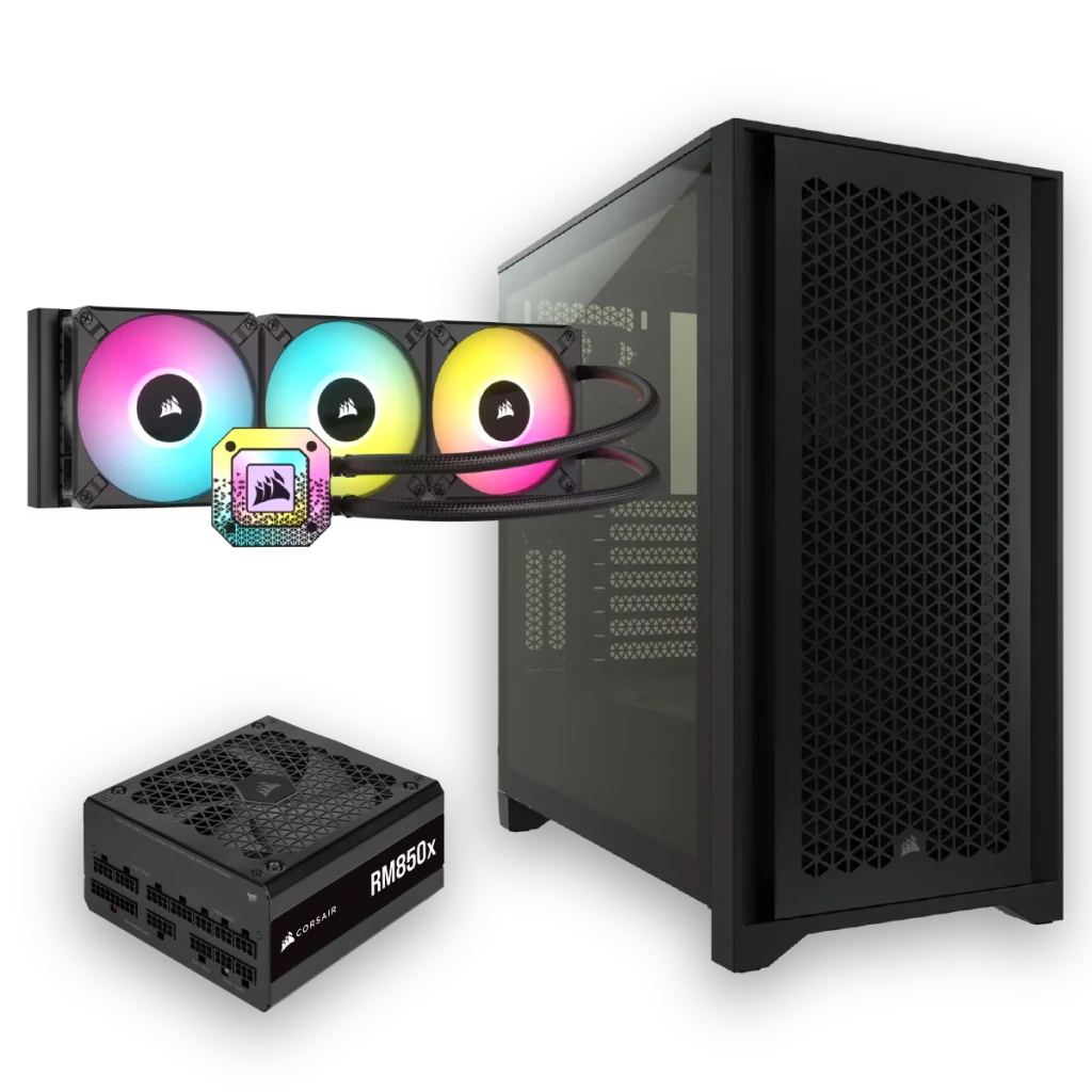 Corsair 4000D airflow黒 4000D Airflow with Power Supply, AIO Cooler, and Fans Bundle