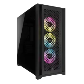 iCUE 5000D RGB AIRFLOW Mid-Tower Case, Black - 3x AF120 RGB ELITE Fans - iCUE Lighting Node PRO Controller - High-airflow Design