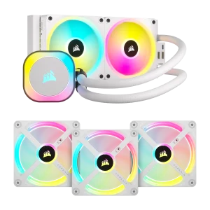 iCUE LINK H100i AIO Cooler White and QX120 Triple Fan Kit Bundle