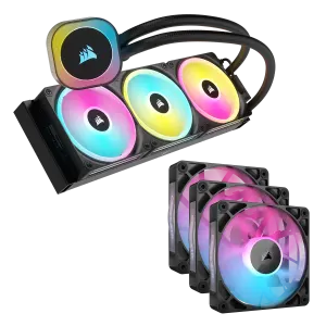 iCUE LINK H150i RGB Cooler - Black and RX120 RGB Triple Start Kit Bundle