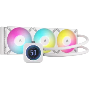 iCUE H150i ELITE LCD XT Display Liquid CPU Cooler, White