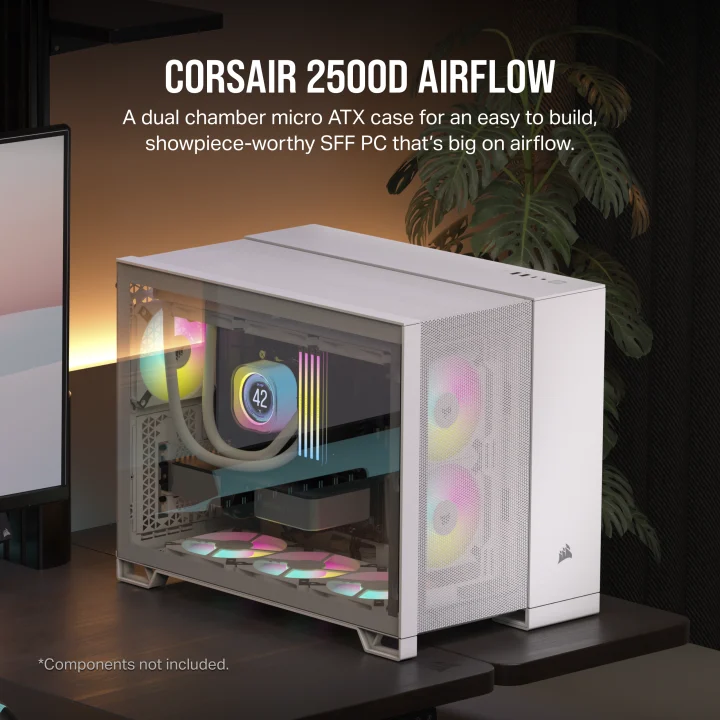 2500D AIRFLOW Mid-Tower Dual Chamber PC Case - White