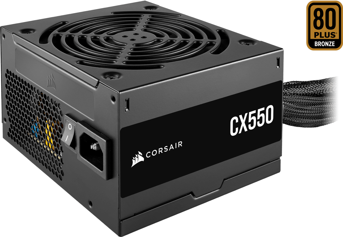 Corsair cx series cx550 | 550w | 80 plus bronze | 120mm tih ventilator | 2x pcie 6+2-pin | atx napajalnik 2 Corsair cx550 80 plus bronze napajalnik s kompaktnim črnim ohišjem