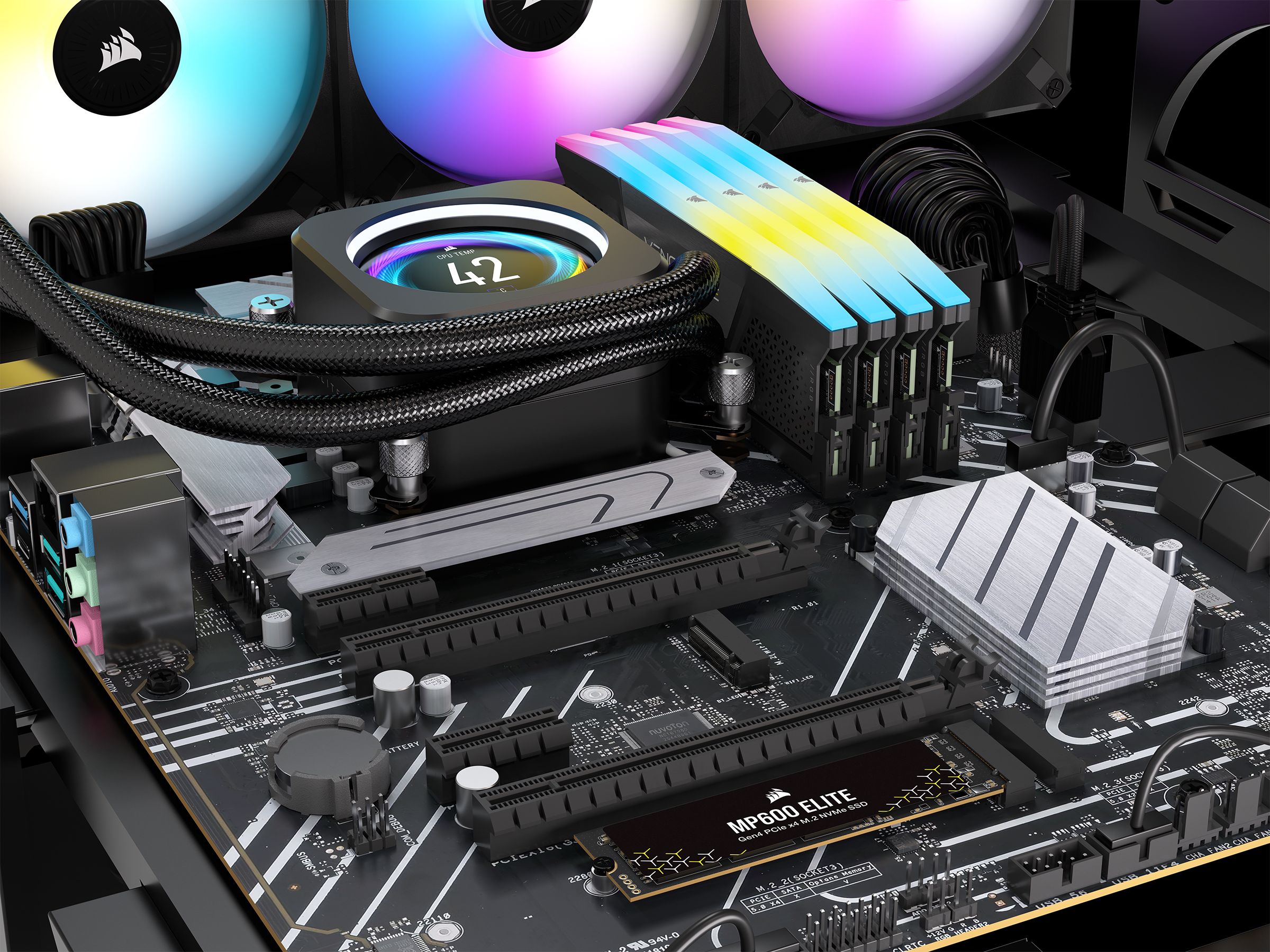Corsair mp600 elite | 2tb | pcie 4. 0 nvme | 7000/6500 mb/s | 3d tlc nand | m. 2 2280 ssd disk 3 Corsair mp600 elite 2tb nvme ssd v zmogljivem gaming računalniku
