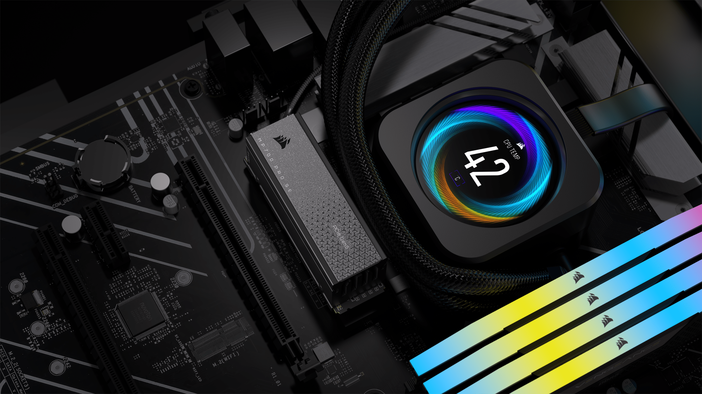 Detalhe do CORSAIR MP700 PRO SE