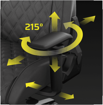 Corsair tc500 luxe shadow | zračno premium blago | 5d nasloni za roke | nastavljiva ledvena opora | črn gaming stol 3 Corsair tc500 luxe 5d omniflex nastavljiv naslon za roke