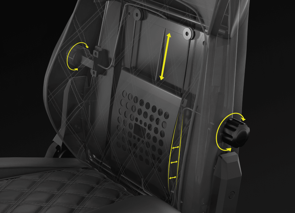 Corsair tc500 luxe shadow | zračno premium blago | 5d nasloni za roke | nastavljiva ledvena opora | črn gaming stol 2 Corsair tc500 luxe štirismerno nastavljiva vgrajena ledvena opora