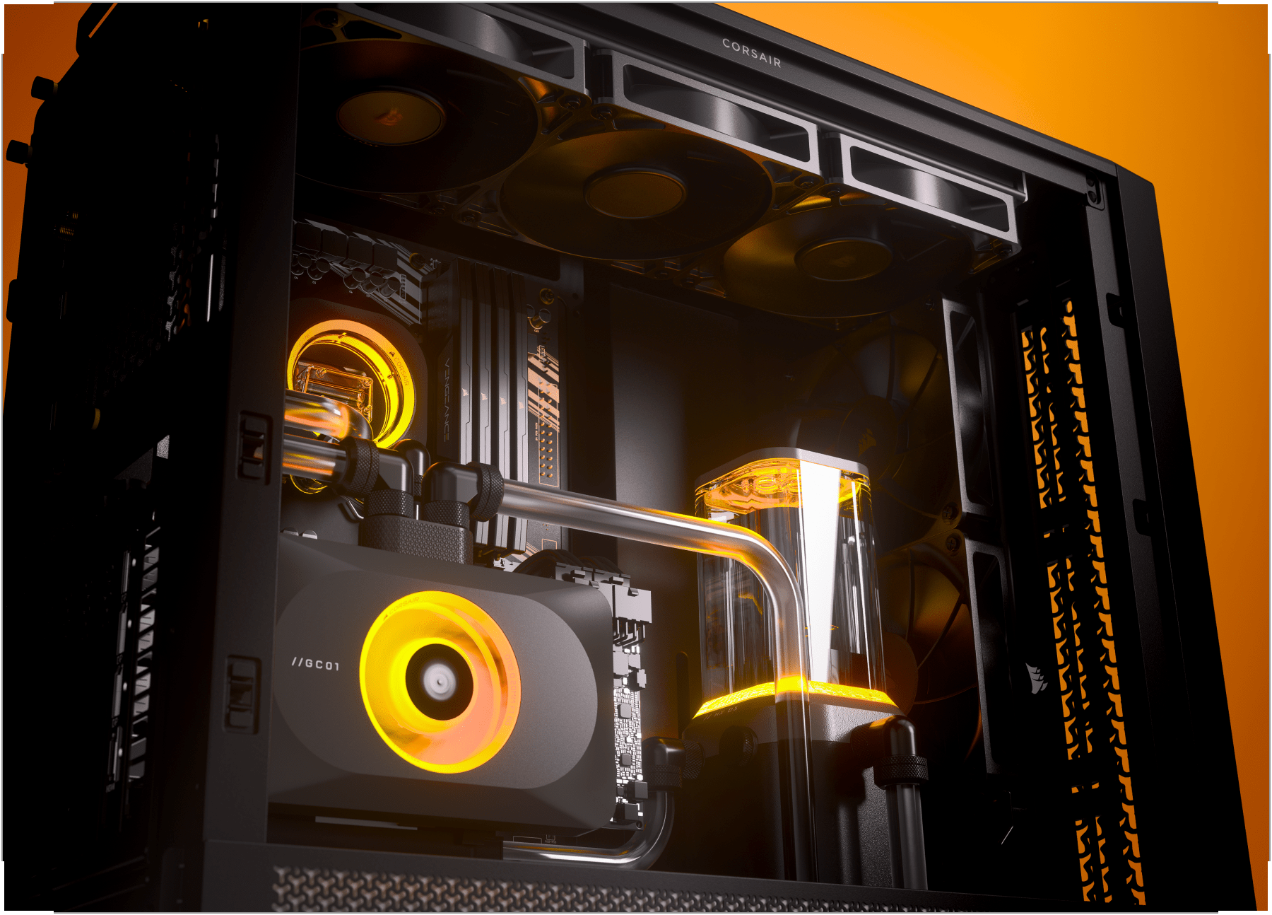 Corsair frame 4000d notranjost z naprednim vodnim hlajenjem in podporo za 360 mm radiator