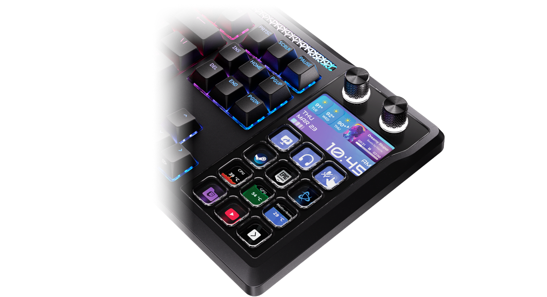 Close oficial do módulo Stream Deck integrado no Corsair GALLEON 100 SD
