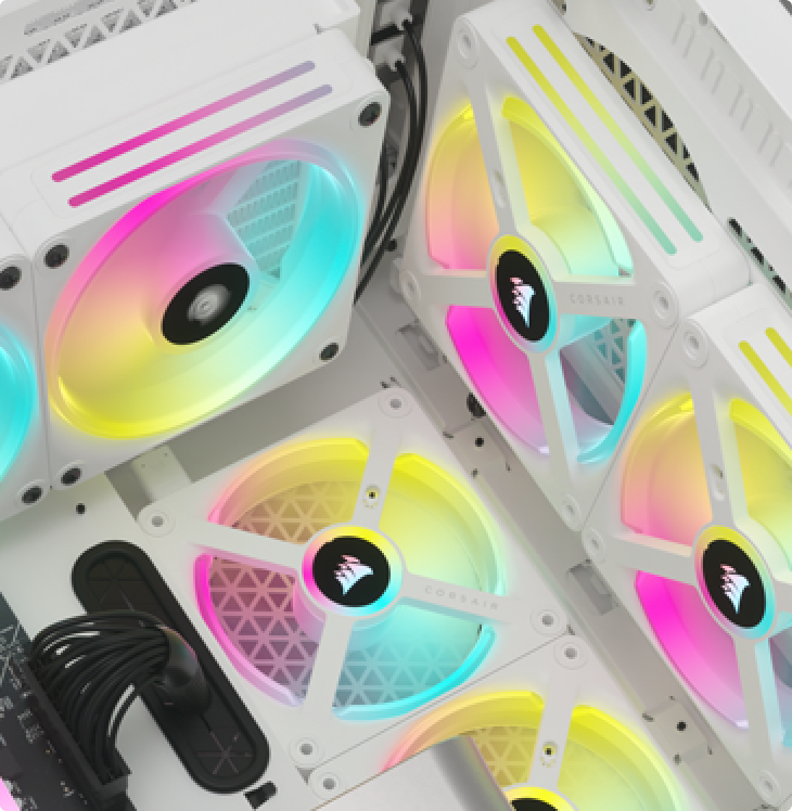 iCUE LINK QX140 RGB 140mm PWM PC Fans Starter Kit with iCUE LINK System Hub  - White