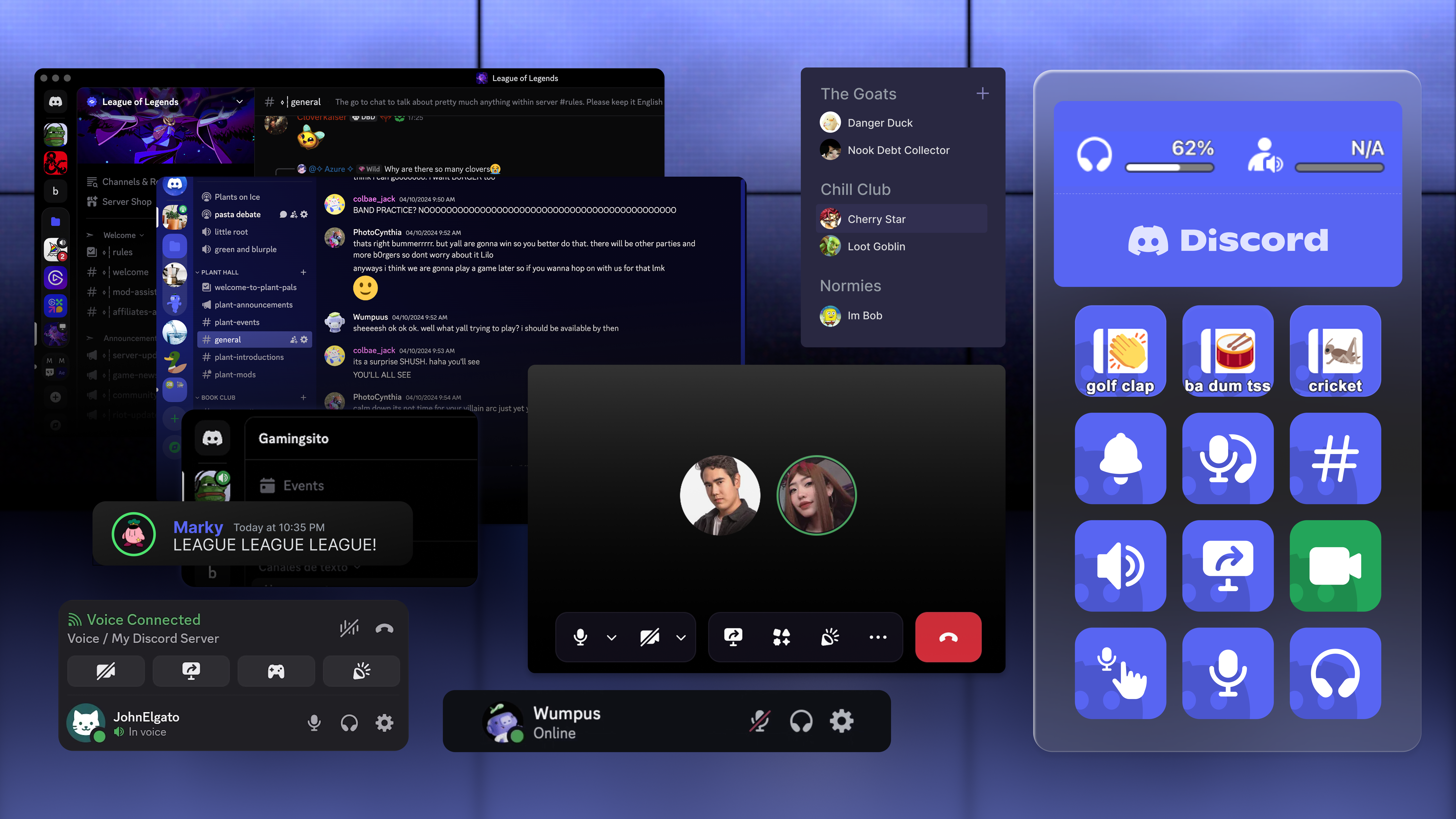 example screenshot showcasing multiple voice comms apps