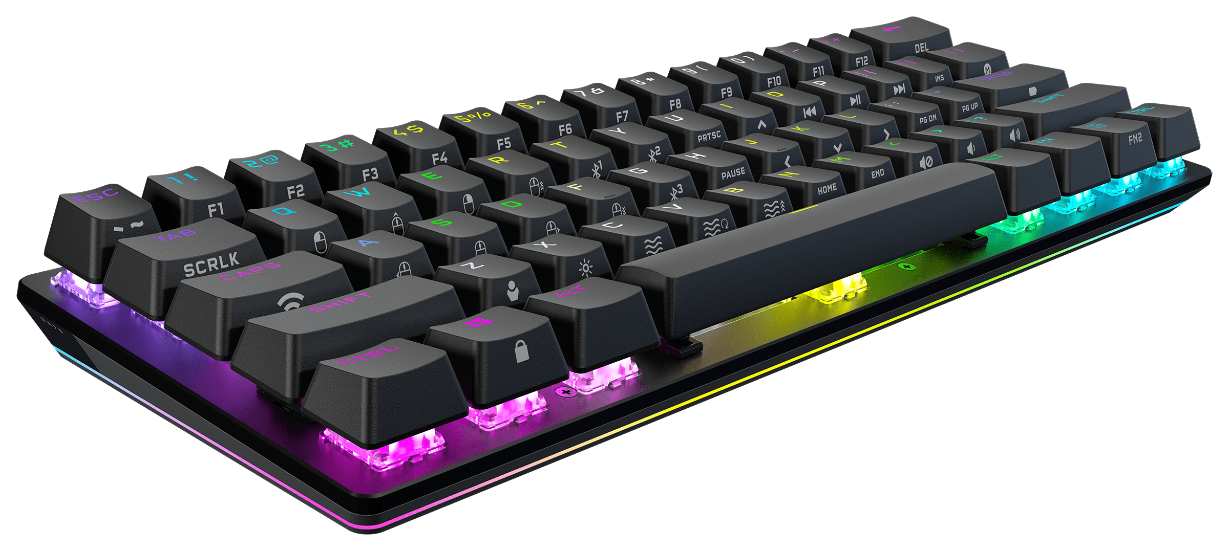 A three-quarter view of the K70 PRO MINI WIRELESS keyboard and LightEdge.