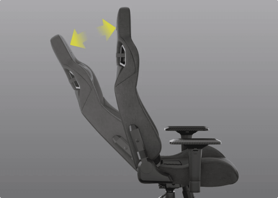 Backrest of the T3 RUSH gaming chair and adjustable position.