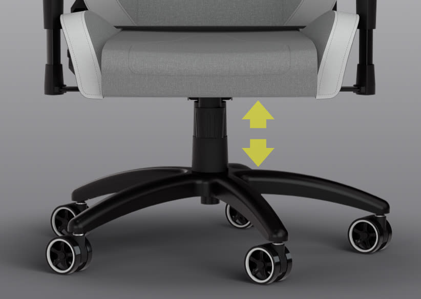 TC200 Gaming Chair Grey/White Light – – Leatherette Plush