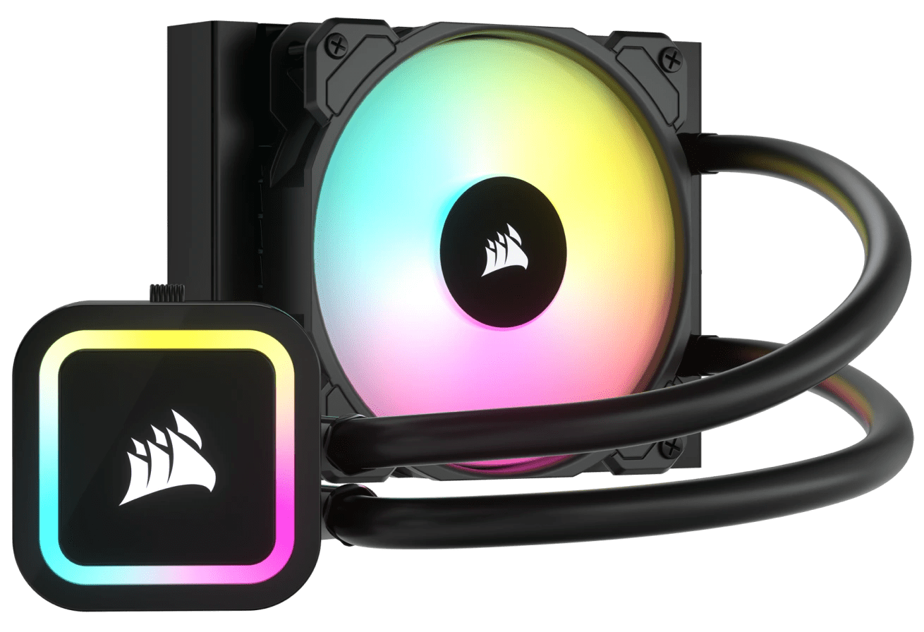 Front angled view of H60x RGB ELITE cooler with 1 SP RGB ELITE fans.
