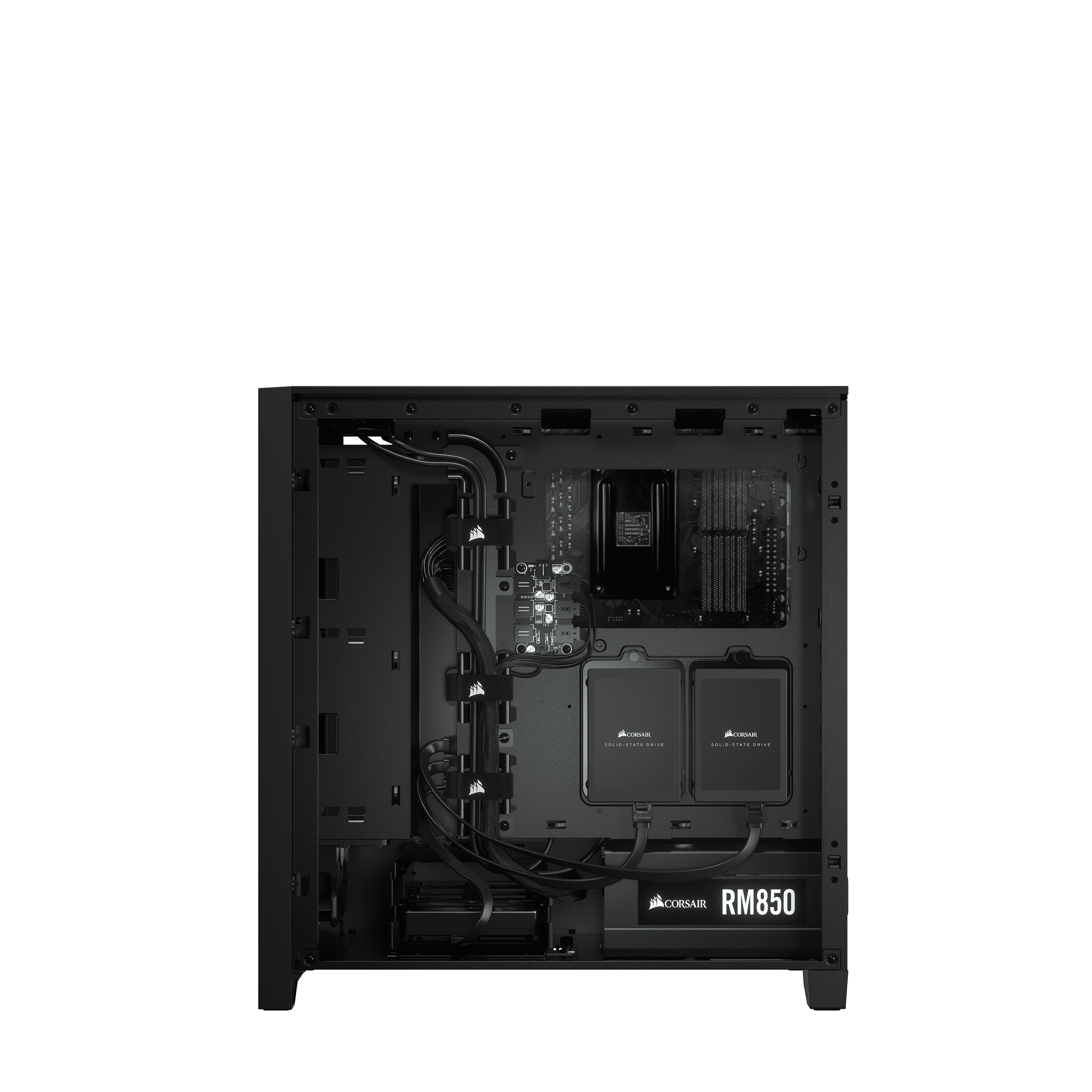 Corsair 4000d airflow tempered glass only with rgb led watercooling, no  front-side rgb leds and rx6900xt video card on Craiyon
