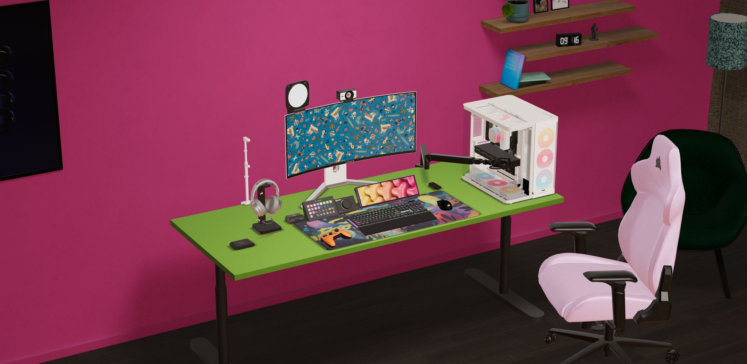 Interior view of a computer case showing mounted components and cable routing.