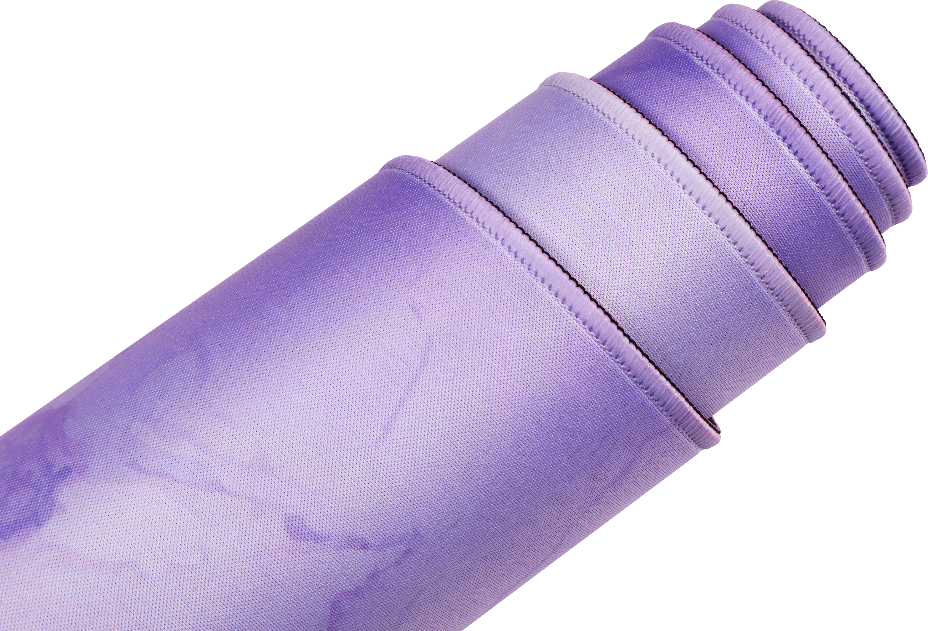 CORSAIR MM300 2XL lavender gaming mousepad rolled to show its soft surface texture and stitched edges.