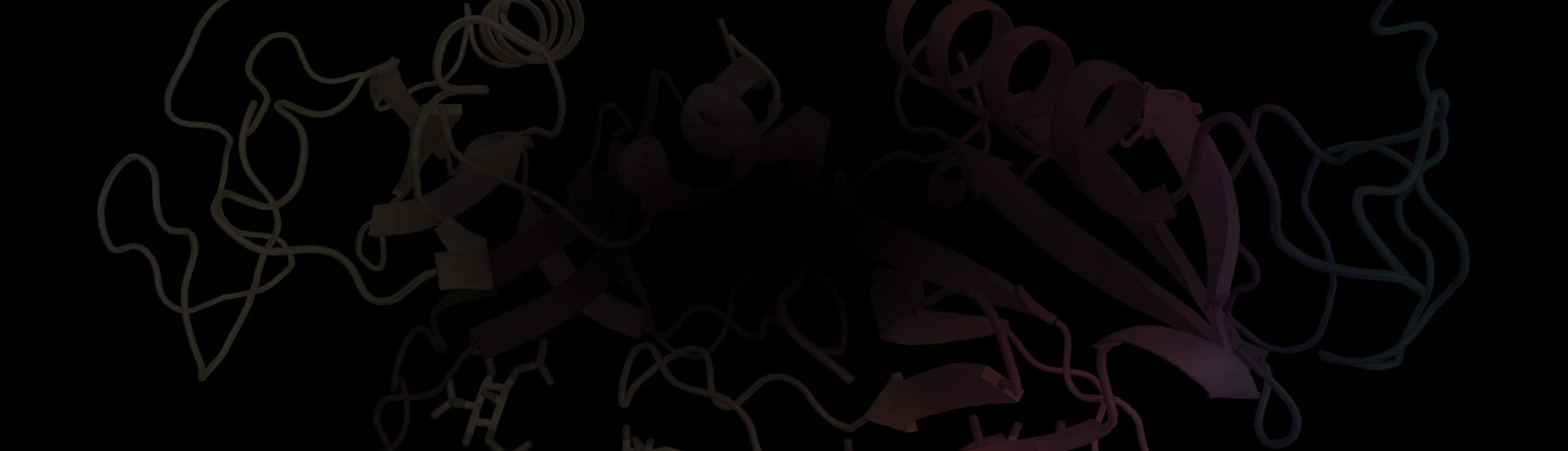 3D rendered image of helixes, strands, and cylinders 