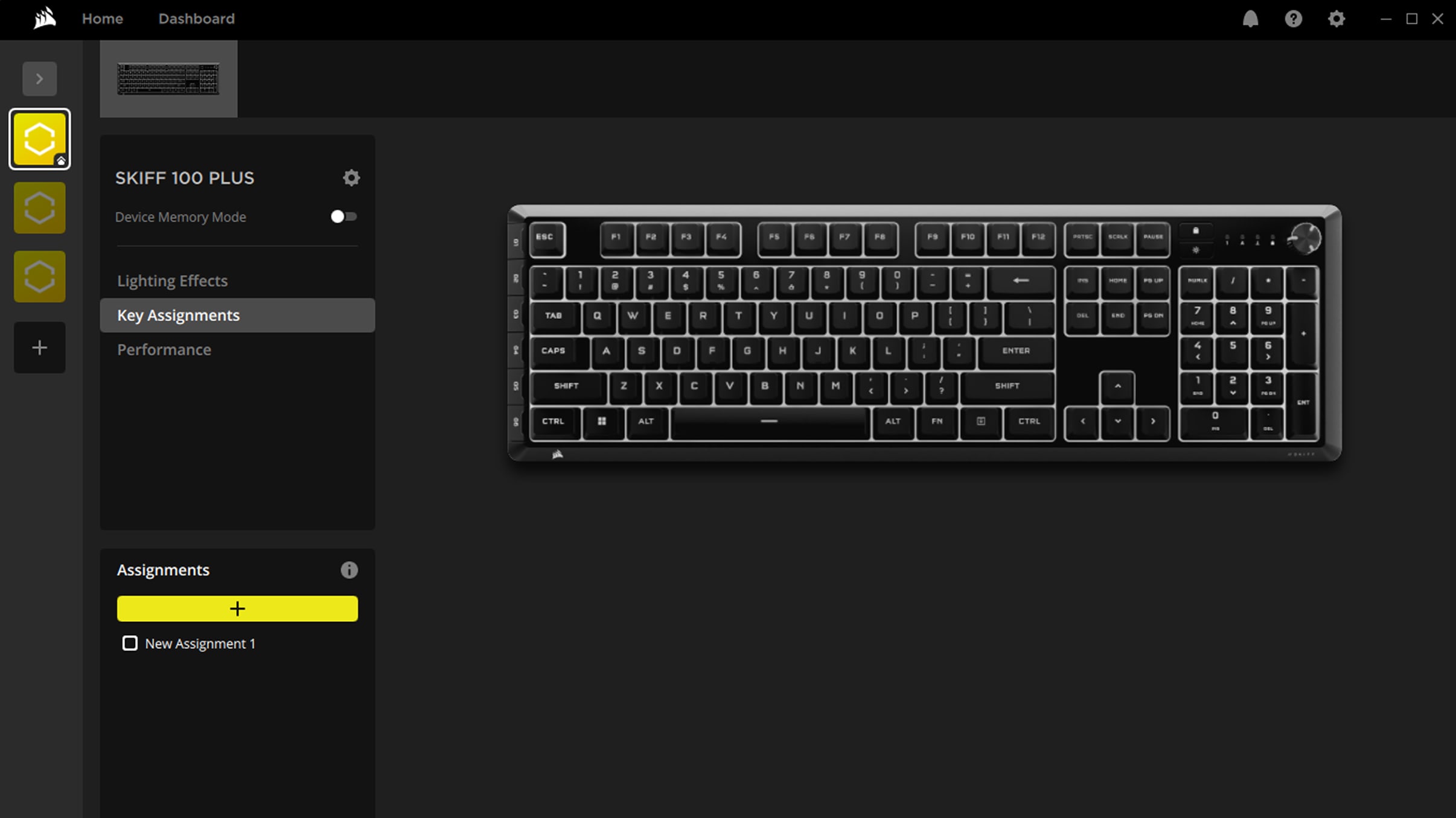 SKIFF 100 PLUS keyboard in CORSAIR iCUE software.