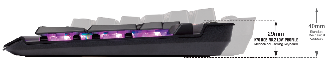  CORSAIR K70 RGB MK.2 RAPIDFIRE Perfil bajo - LED RGB  retroiluminado - Pasos USB y controles multimedia - Perfil bajo más rápido  y lineal - Cherry MX Speed : Videojuegos