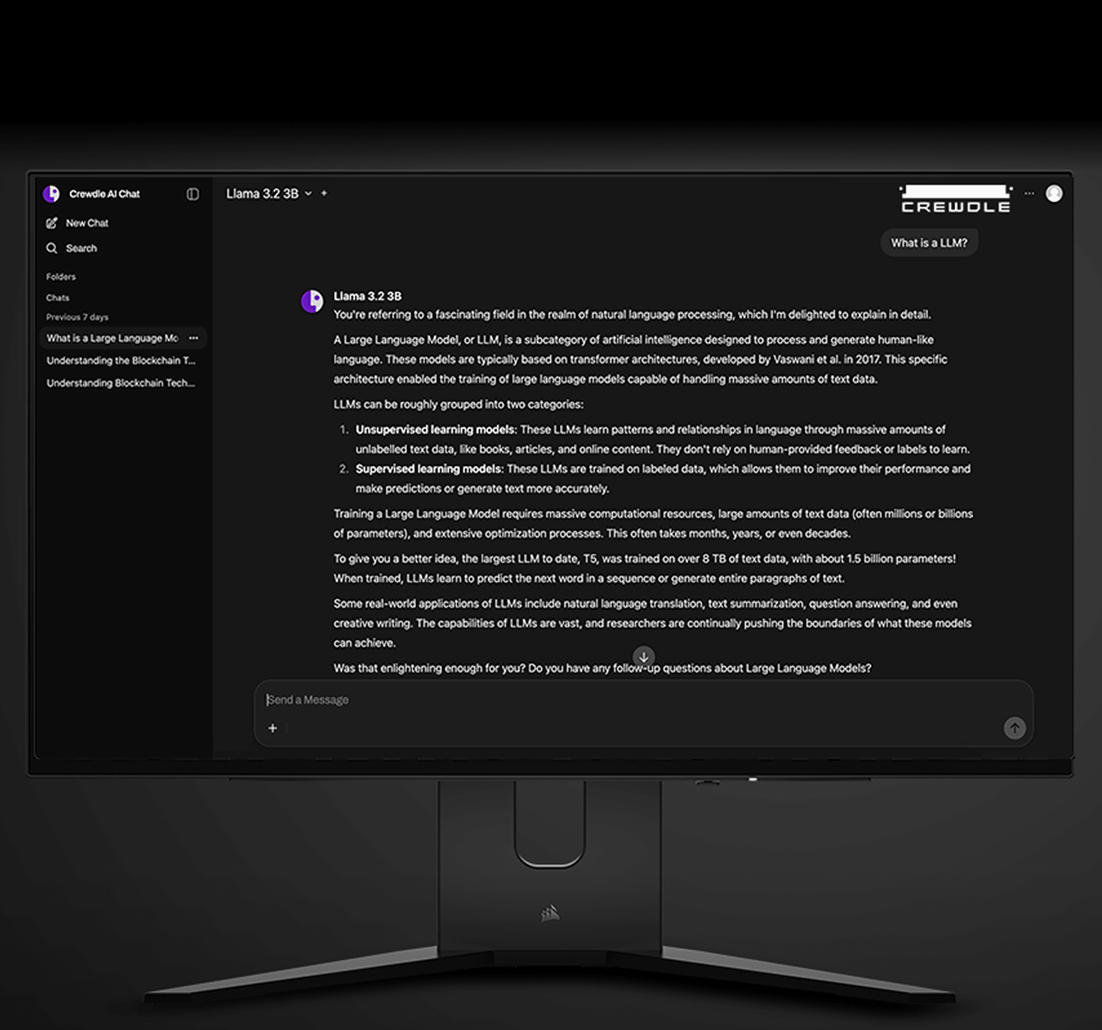 Turnkey AI Agents chat software on a monitor