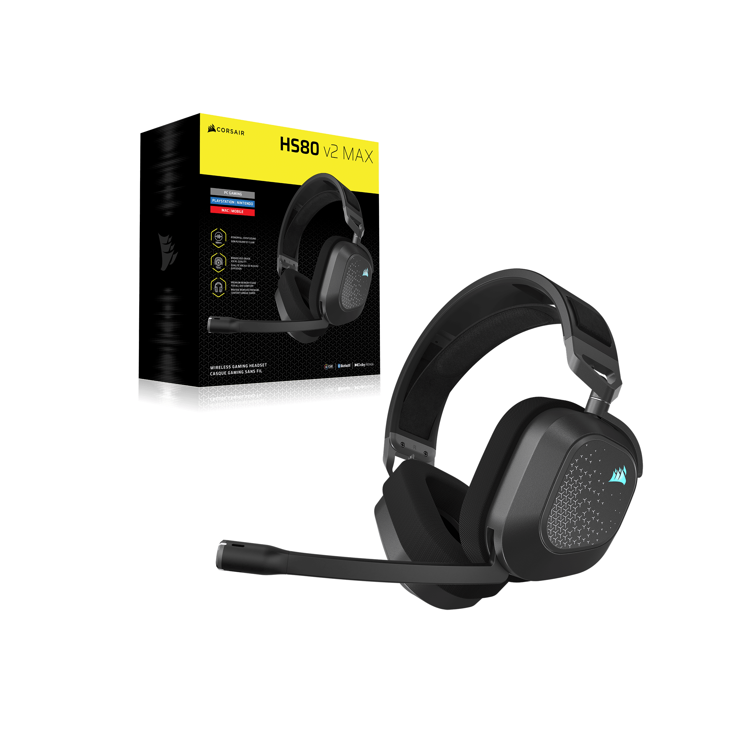 Corsair HS80 v2 MAX Wireless Gaming Headset, Steel Gray — фото 9