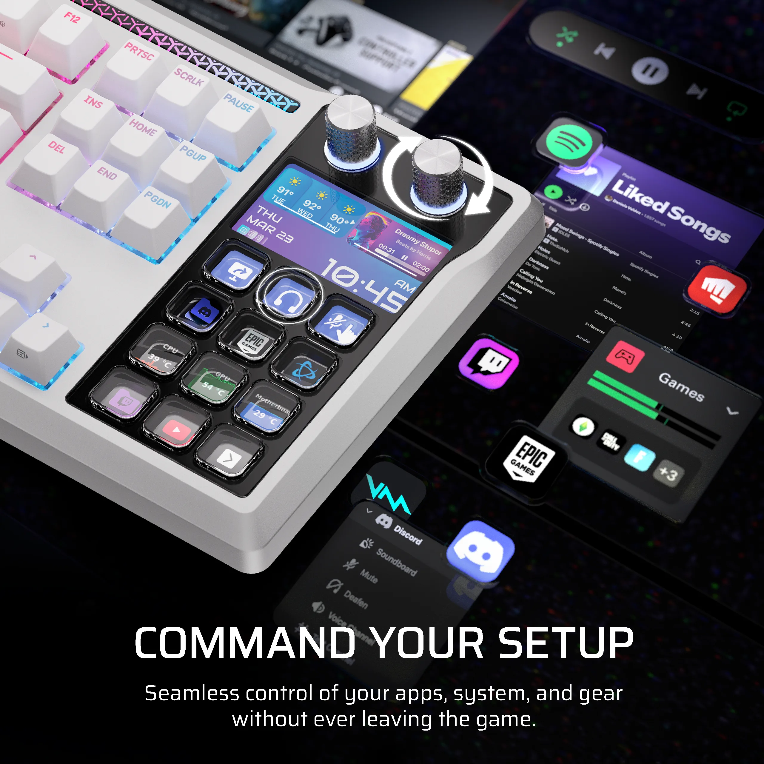 Corsair GALLEON 100 SD Stream Deck-Integrated Mechanical Keyboard (UK) - White thumbnail 3