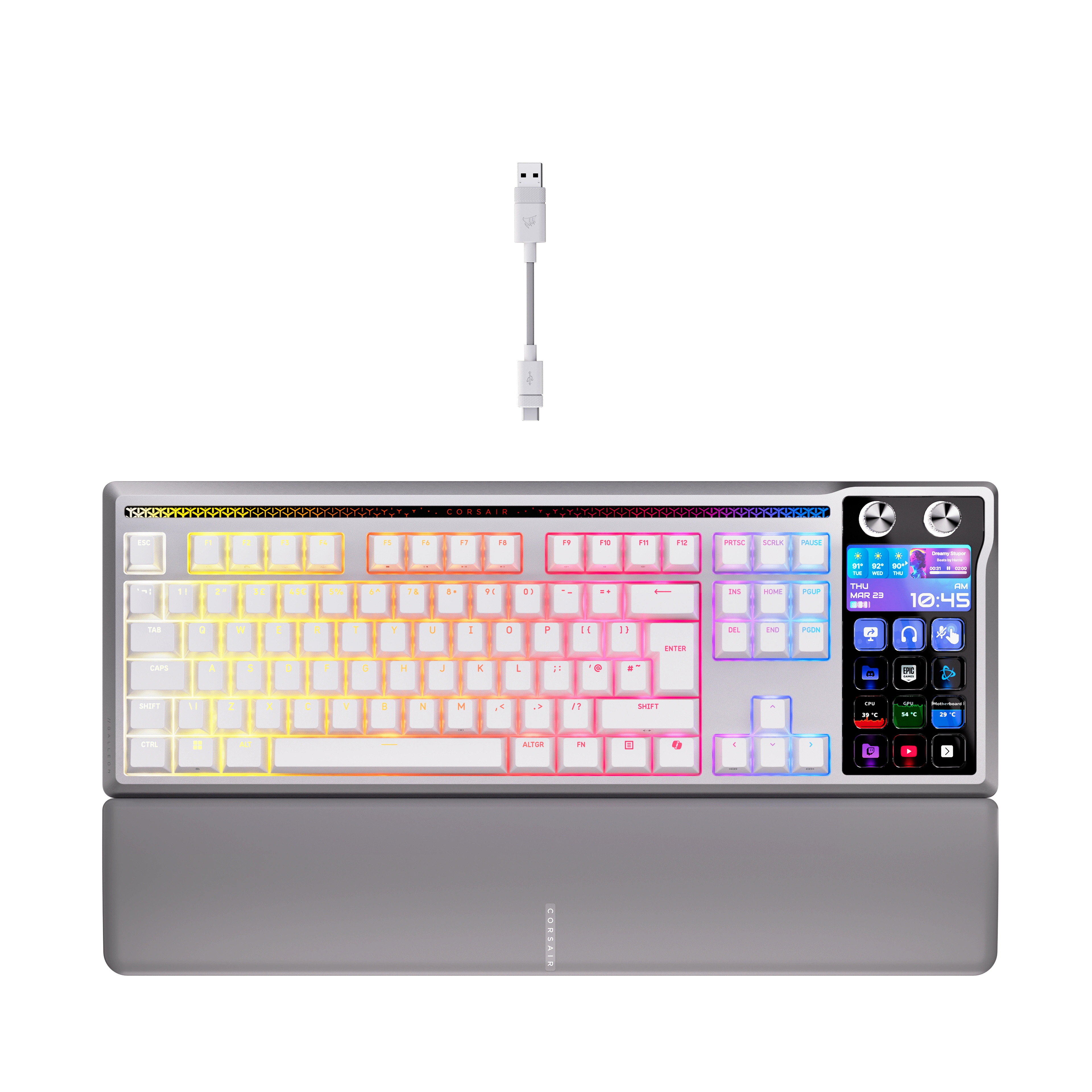 Corsair GALLEON 100 SD Stream Deck-Integrated Mechanical Keyboard (UK) - White CH-912A41I-UK