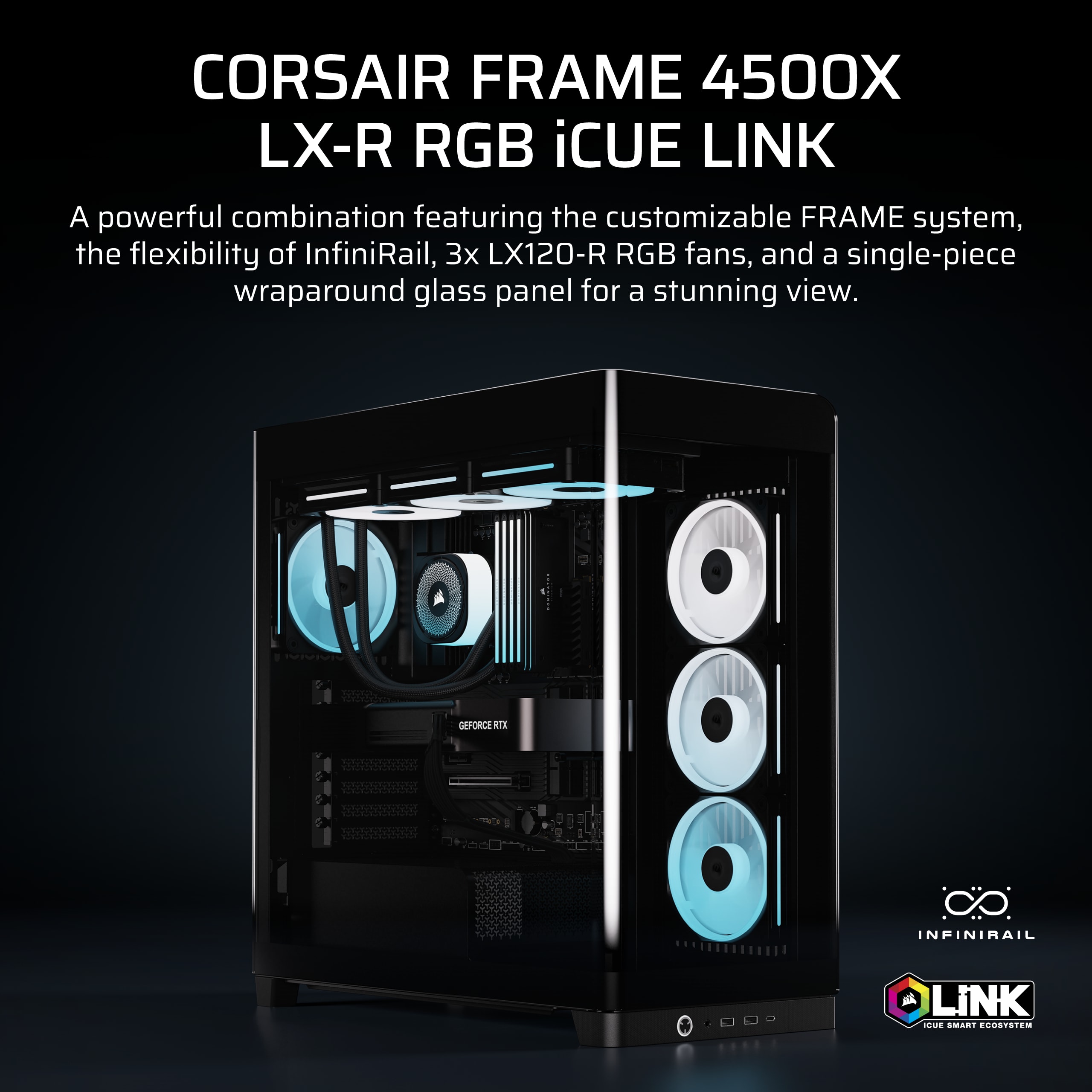 新品CORSAIR FRAME 4500X LX-R RGB ブラック FRAME 4500X LX-R RGB iCUE LINK パノラミックガラス ミッドタワーPCケース