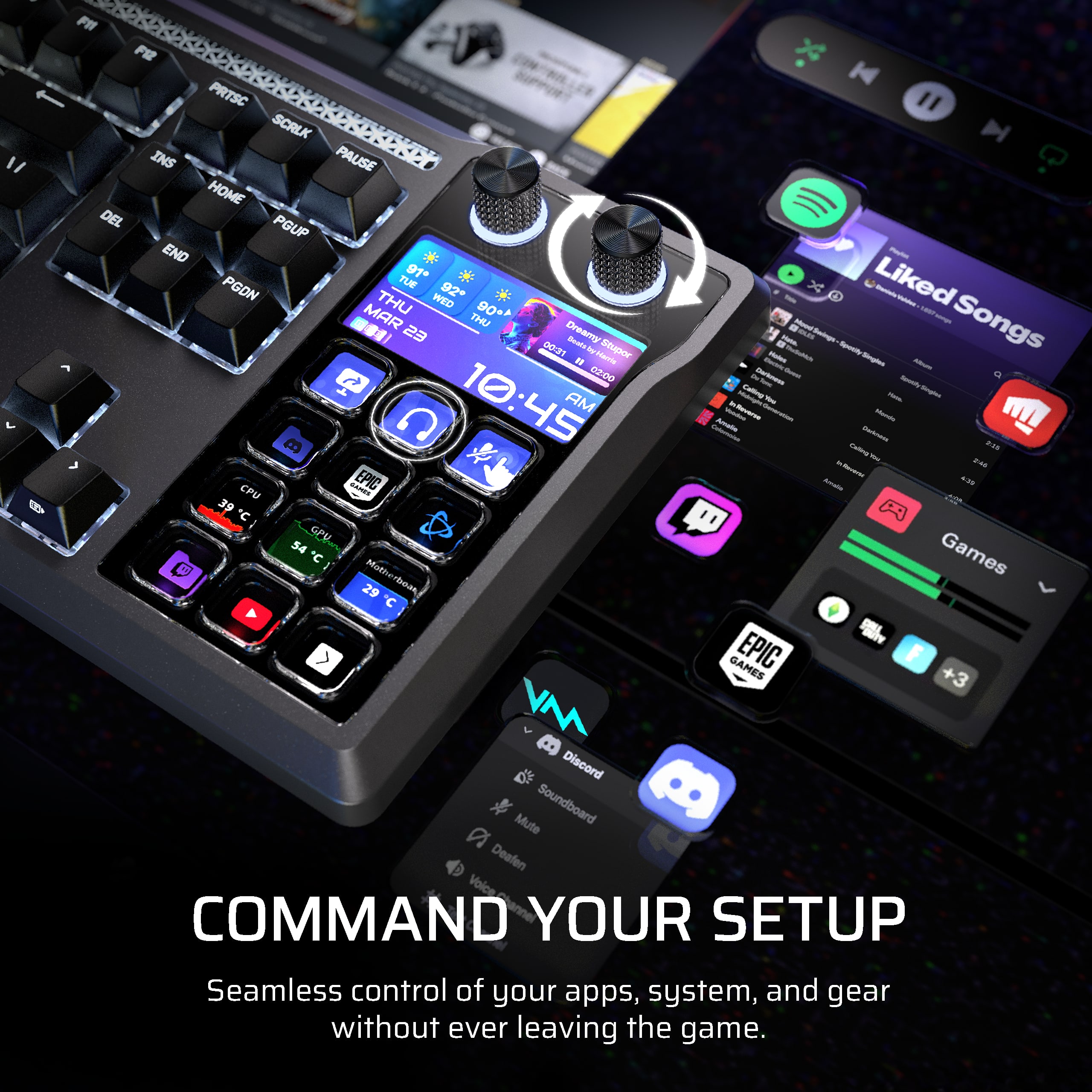 Corsair Galleon 100 SD Stream Deck-Integrated Mechanical Keyboard, цвет: Чёрный — фото 3
