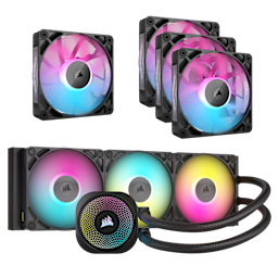 iCUE LINK Titan 360 RX RGB Liquid Cooler and iCUE LINK RX120 RGB Quadruple Fan Kit Bundle (Black)