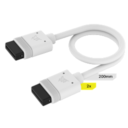 iCUE LINK Cable, 2x 200mm with Straight connectors, White