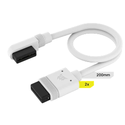 iCUE LINK Cable, 2x 200mm with Straight/Slim 90° connectors, White