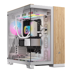 6500X Mid-Tower Dual Chamber PC Case - White/Bamboo Wood