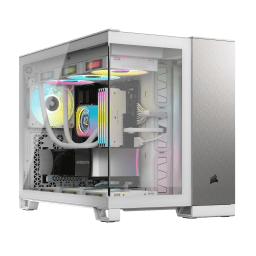 2500X Micro ATX Dual Chamber PC Case - White/Satin Gray Aluminum