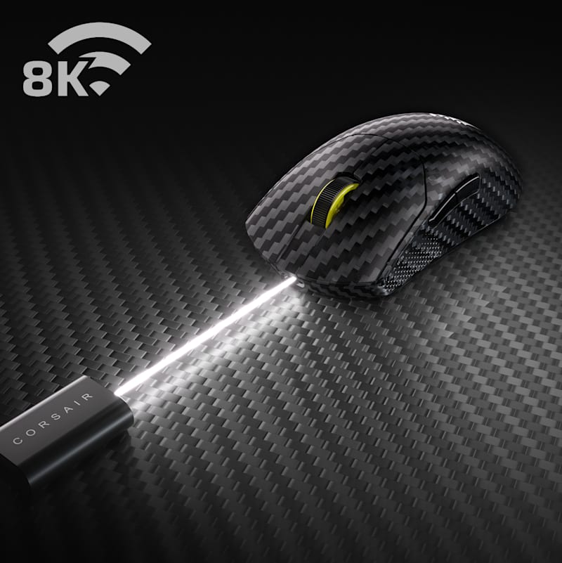 An image demonstrating the SABRE v2 PRO WIRELESS Carbon Fiber's 8,000Hz polling rate.